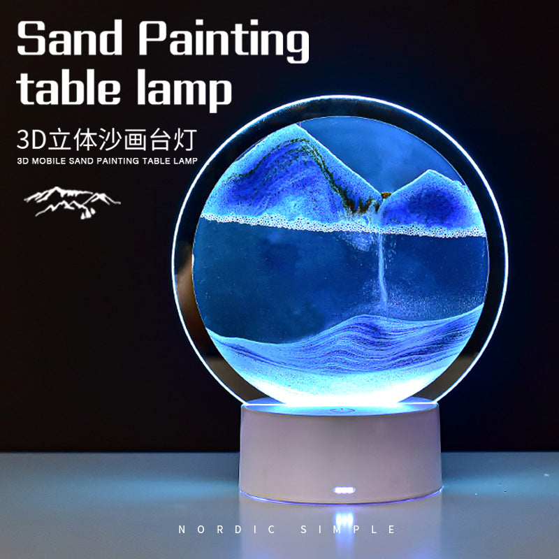 Creative Quicksand Lamp Desktop Ornaments Decorative Hourglass Painting Gift 3D Nightlight Decompression
